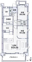 リストレジデンス桜新町 2LDKの間取図画像