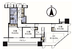 ブランズタワー大阪本町 3LDKの間取図画像