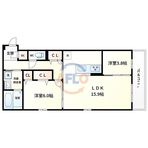 モンテゾーロ西田辺 ｜大阪府大阪市阿倍野区西田辺町2丁目(賃貸アパート2LDK・1階・63.27㎡)の写真 その2