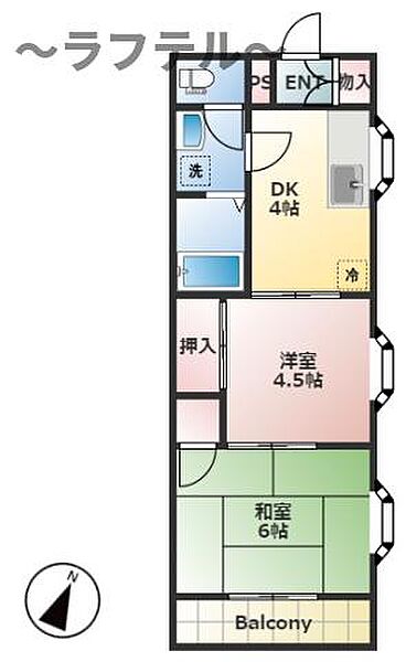 埼玉県所沢市緑町4丁目(賃貸マンション2DK・2階・36.30㎡)の写真 その2