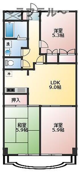 ヴィラーミ檸檬館 ｜埼玉県所沢市美原町1丁目(賃貸マンション3DK・3階・62.10㎡)の写真 その2