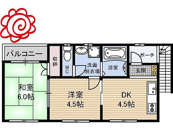 大阪府大阪市鶴見区放出東3丁目(賃貸テラスハウス2DK・2階・40.66㎡)の写真 その2