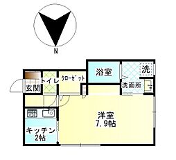パスト中代 1Kの間取図画像