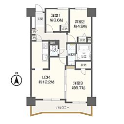 ライオンズマンション岐阜清本町 3LDKの間取図画像
