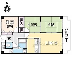 サンメゾン忍海 1階3LDKの間取り