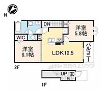 フォレ・リヴェールI 202 ｜ 奈良県大和郡山市新町（賃貸アパート2LDK・2階・56.48㎡） その2