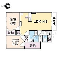 スタービレＡＢ B105 ｜ 奈良県香芝市五位堂1丁目（賃貸アパート2LDK・1階・63.14㎡） その2