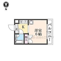 JR桜井線 京終駅 徒歩20分の賃貸マンション 4階1Kの間取り