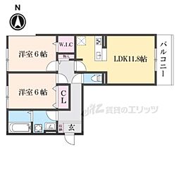 ジェイドウェル 2階2LDKの間取り