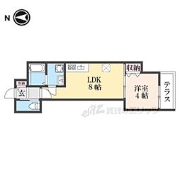 クレアール東岡町 1階1LDKの間取り