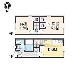 近鉄大阪線 五位堂駅 徒歩14分の賃貸アパート 1階2DKの間取り