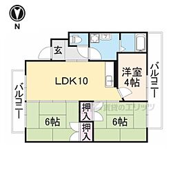 近鉄生駒線 南生駒駅 徒歩6分の賃貸マンション 3階3LDKの間取り