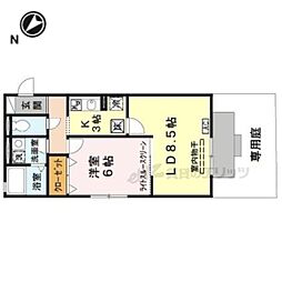 クレベール 1階1LDKの間取り