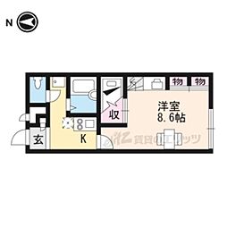 レオパレスエバーグリーン耳成 1Kの間取図画像