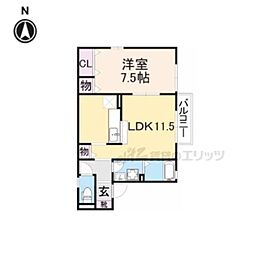 エクセレント　ステージ 2階1LDKの間取り