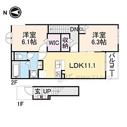 グランメゾンＴ 2階2LDKの間取り