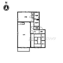 サニーソシアB 2階2LDKの間取り