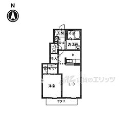 ヴィラ・ライスシャワーＣ 1階1LDKの間取り