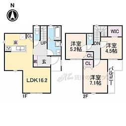 近鉄御所線 近鉄御所駅 徒歩7分の賃貸一戸建て 2階3LDKの間取り