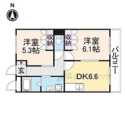 セカンド・パレス 2階2DKの間取り