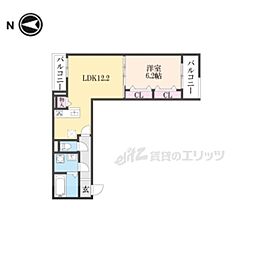 近鉄橿原線 近鉄郡山駅 徒歩30分の賃貸アパート 2階1LDKの間取り