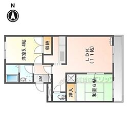 シャンクレール弐番館 2階2LDKの間取り
