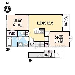 エヴァ　グリーン　ヴィラII 2階2LDKの間取り