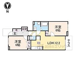 ヴィルメゾンＣ 1階2LDKの間取り
