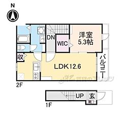 ボヌール 202 2階1LDKの間取り