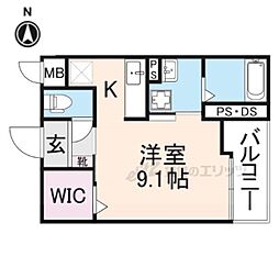 カーサ　アリエッタ 1階1Kの間取り