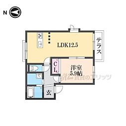 エクセル青垣 1階1LDKの間取り
