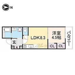 近鉄橿原線 近鉄郡山駅 徒歩9分の賃貸アパート 2階1LDKの間取り