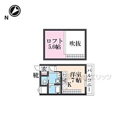 WANARIII 2階1Kの間取り