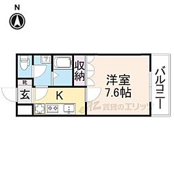 チェリーコーポ 2階1Kの間取り