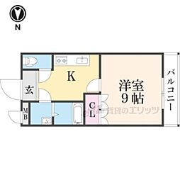 近鉄大阪線 近鉄下田駅 徒歩13分の賃貸マンション 1階1Kの間取り