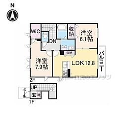 グレイス新町 2階2LDKの間取り