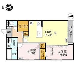 JR関西本線 奈良駅 徒歩10分の賃貸アパート 2階2LDKの間取り