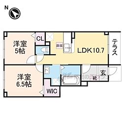 JR関西本線 三郷駅 徒歩13分の賃貸アパート 1階2LDKの間取り