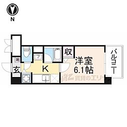 ヴェラルーナ 2階1Kの間取り