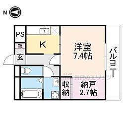 ドルフIII 3階2Kの間取り