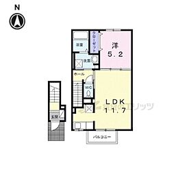 ｃａｓａかしば 2階1LDKの間取り