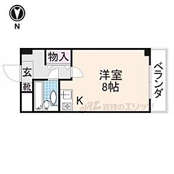 ロイヤルタケナカ 4階ワンルームの間取り