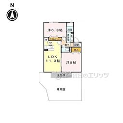 カリーノD 2LDKの間取図画像