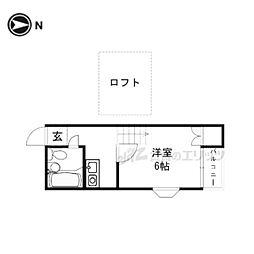 みすずコーポII 3階1Kの間取り