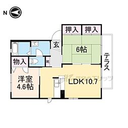アーバヒルB 2LDKの間取図画像