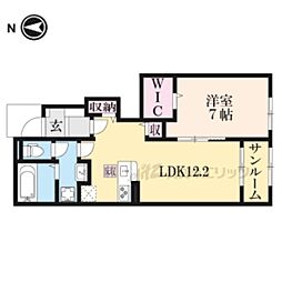 ルミエール2号館 1LDKの間取図画像