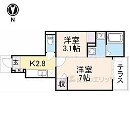 クレメント王寺 1Kの間取図画像