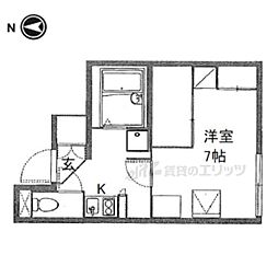 レオパレス南阪手2 1Kの間取図画像