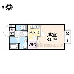 クレアコートA 1Kの間取図画像