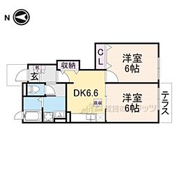 グレイスレジデンスA 2DKの間取図画像